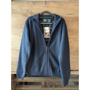 Stillwater Supply Co Cardigan Sweater Mens Large Navy Waffle Knit Full Zipper